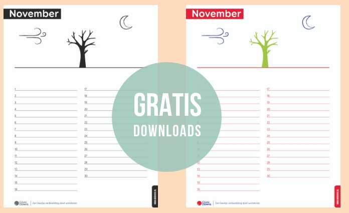 Min Doe het niet Controle Download onze gratis kalender voor november - MoodKids